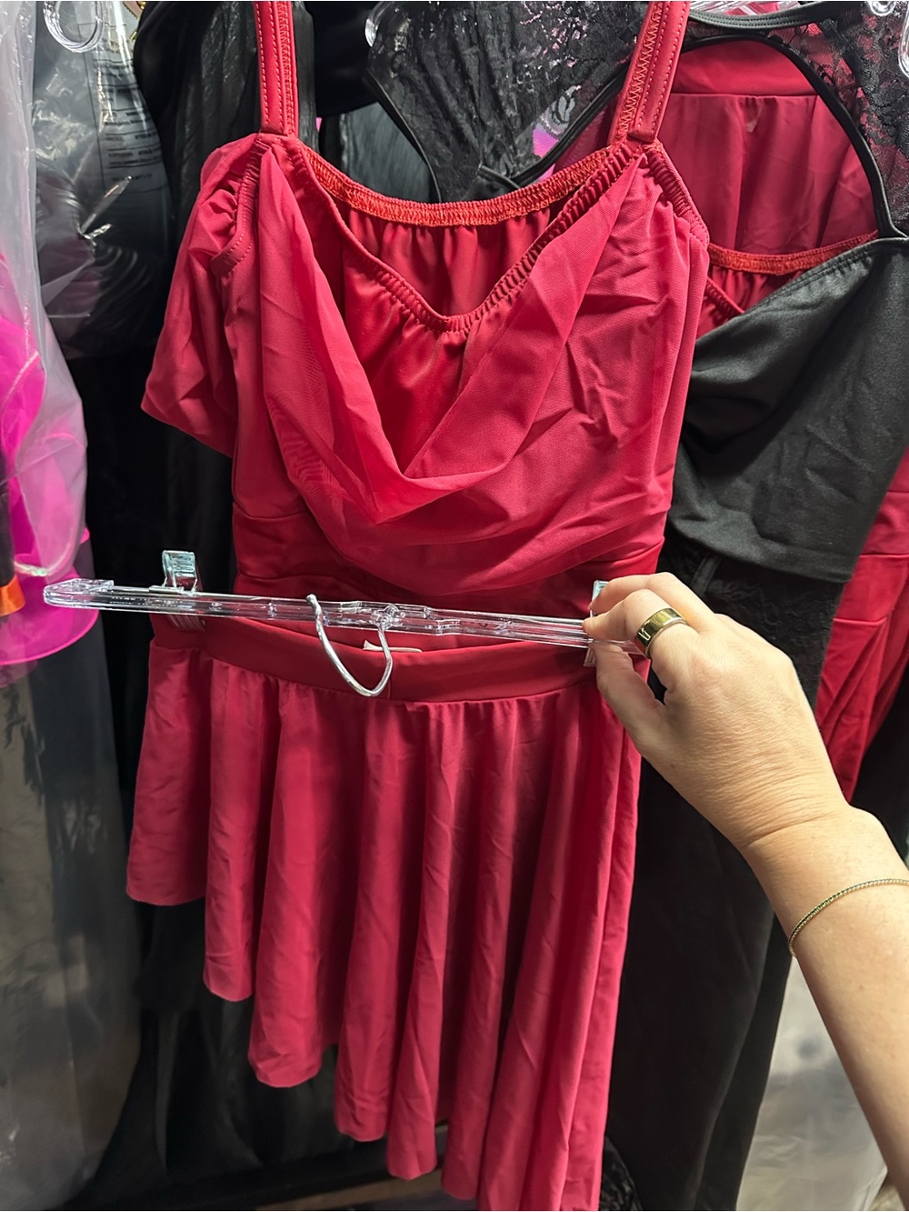 Cowl Neck Mini Dress in Deep Pink